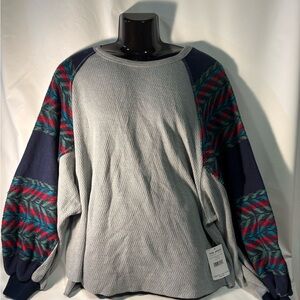Free People Gray and Multicolor Sweater M
